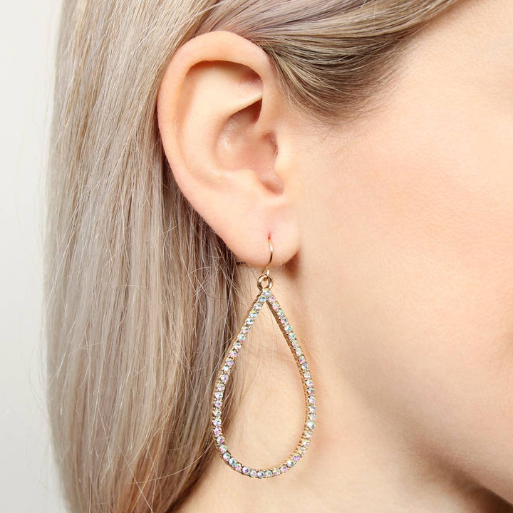 Elegant Rhinestone Teardrop Hook Earrings