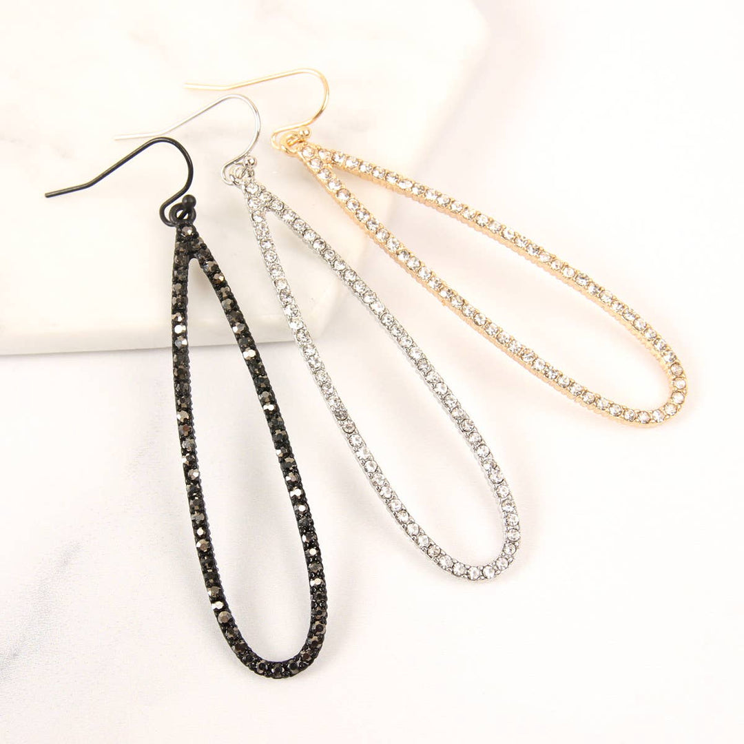 Long Teardrop Rhinestone Earrings