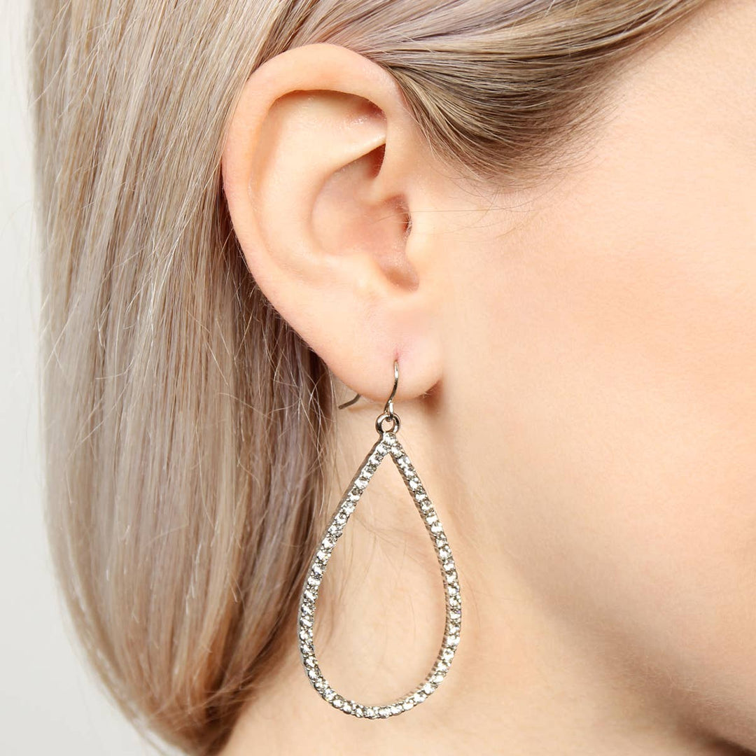 Elegant Rhinestone Teardrop Hook Earrings