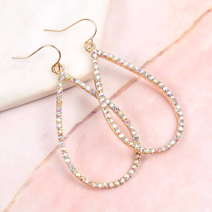 Elegant Rhinestone Teardrop Hook Earrings