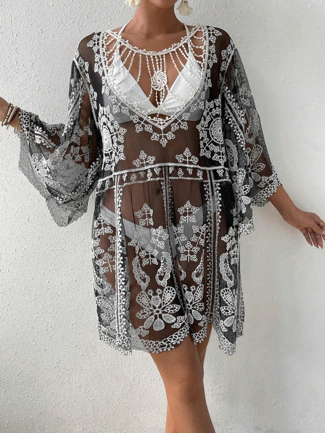 Lace Round Neck Cover-Up