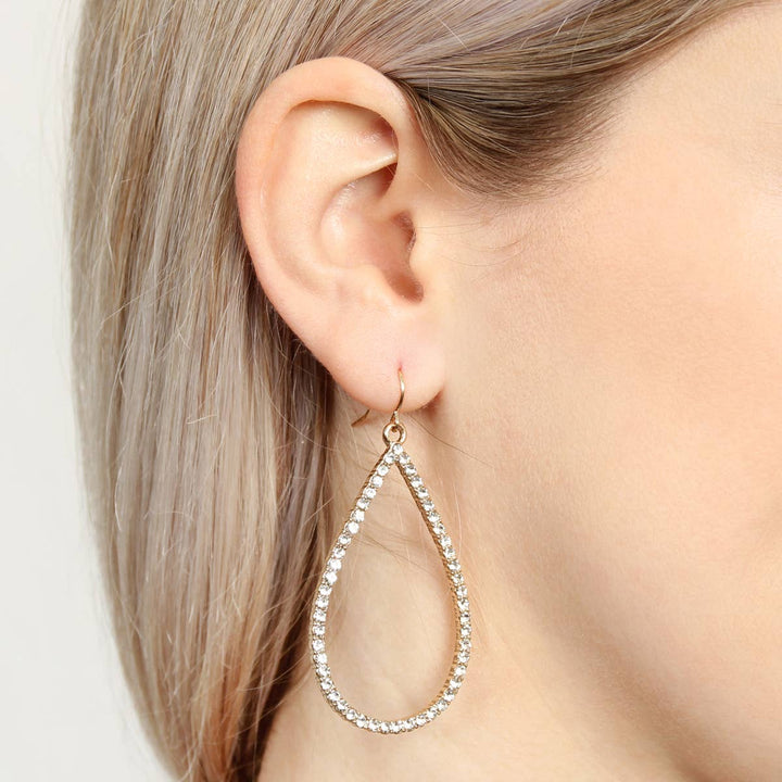 Elegant Rhinestone Teardrop Hook Earrings