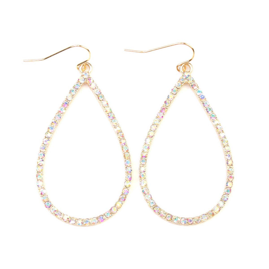Elegant Rhinestone Teardrop Hook Earrings