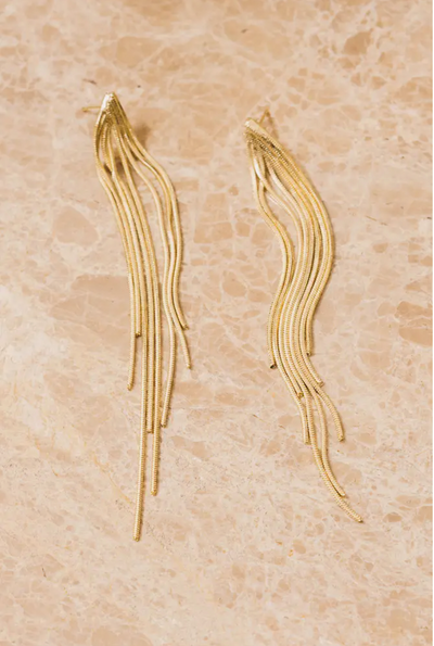 Ezra Gold Chain Fringe Earrings | 18k Gold Plating