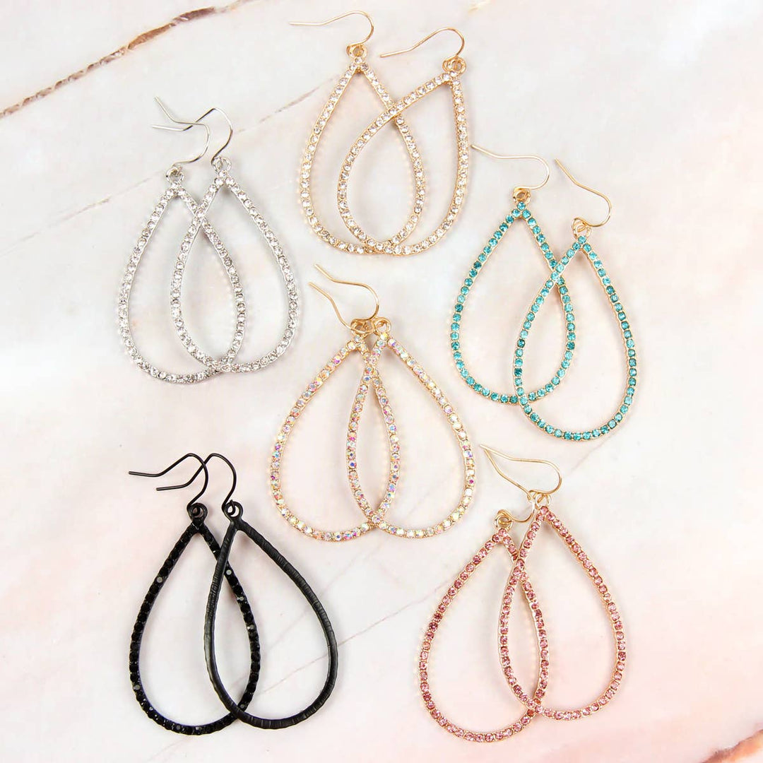Elegant Rhinestone Teardrop Hook Earrings