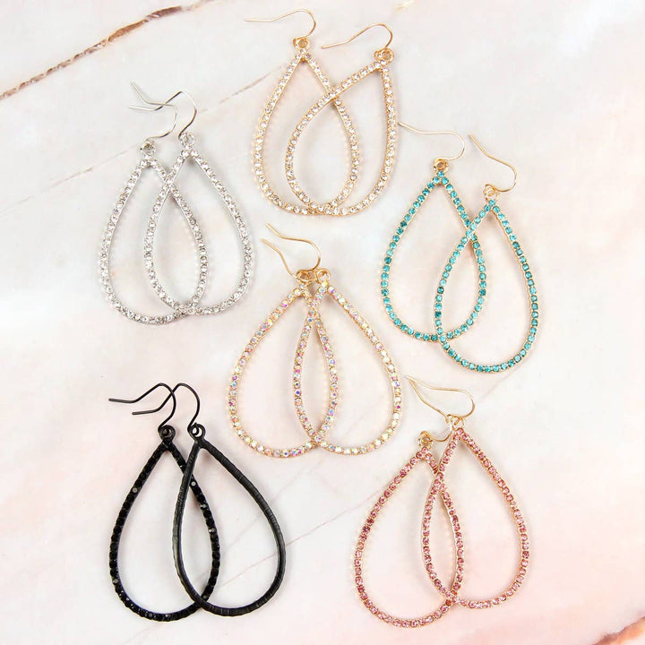 Elegant Rhinestone Teardrop Hook Earrings