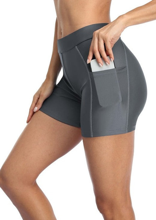GO ANYWHERE - Side Pocket Bikini Bottom Shorts (Grey)