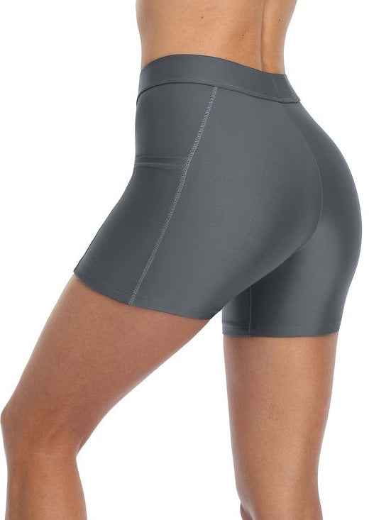 GO ANYWHERE - Side Pocket Bikini Bottom Shorts (Grey)