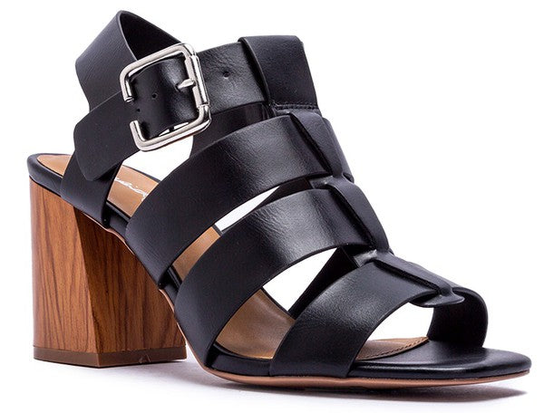 LAST DANCE - Strappy Woven Heeled Sandals (Black)