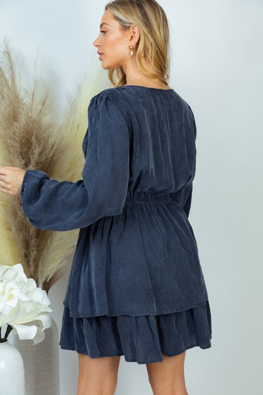 UNTAMED BEAUTY - Long Sleeve Solid Woven Dress
