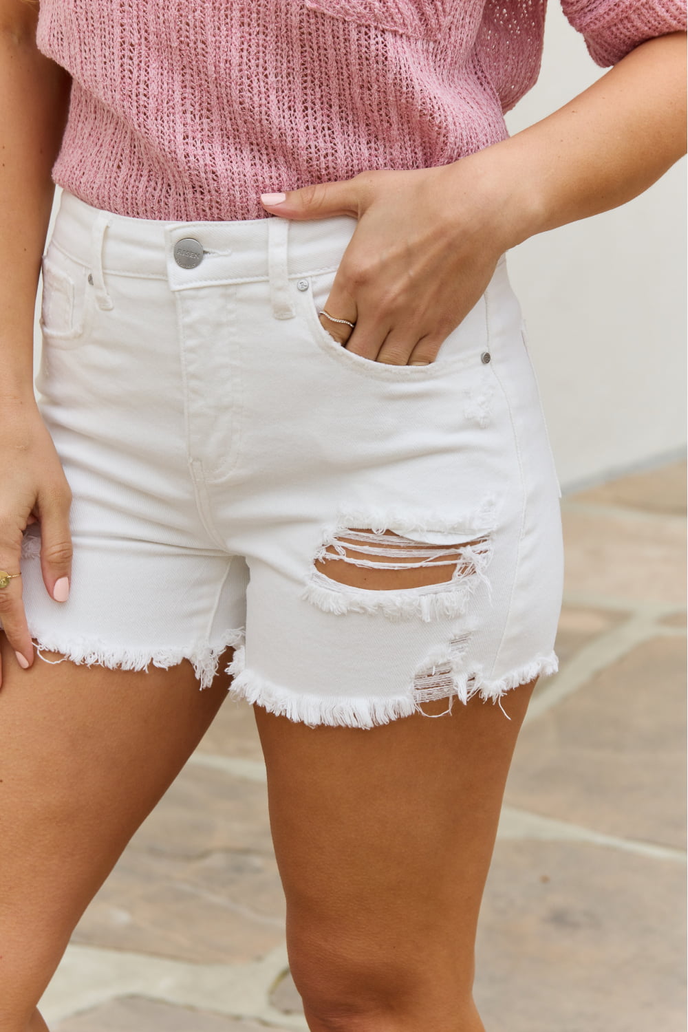 Risen - LILY High Waisted Distressed Shorts