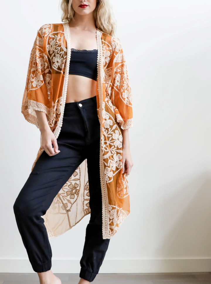 THIS IS IT - Lace Kimono (Rust)