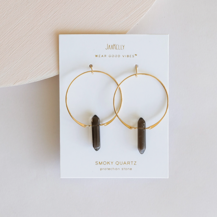 JaxKelly - Smoky Quartz Hoop Earrings