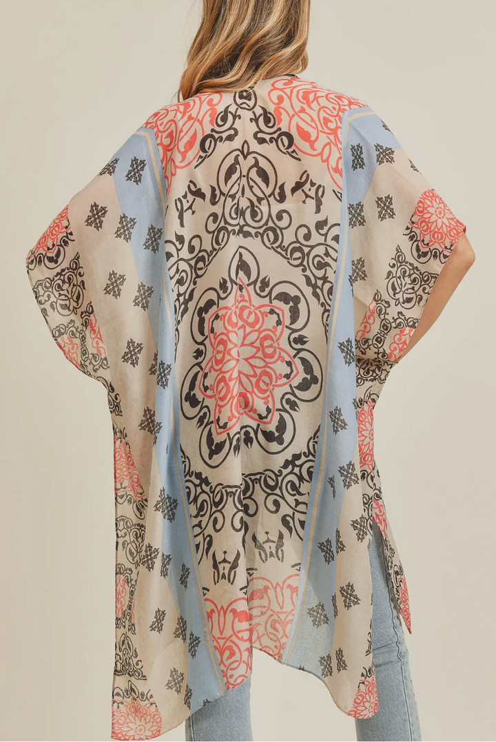 BARE NECESSITIES - Bohemian Pattern Kimono (Coral)