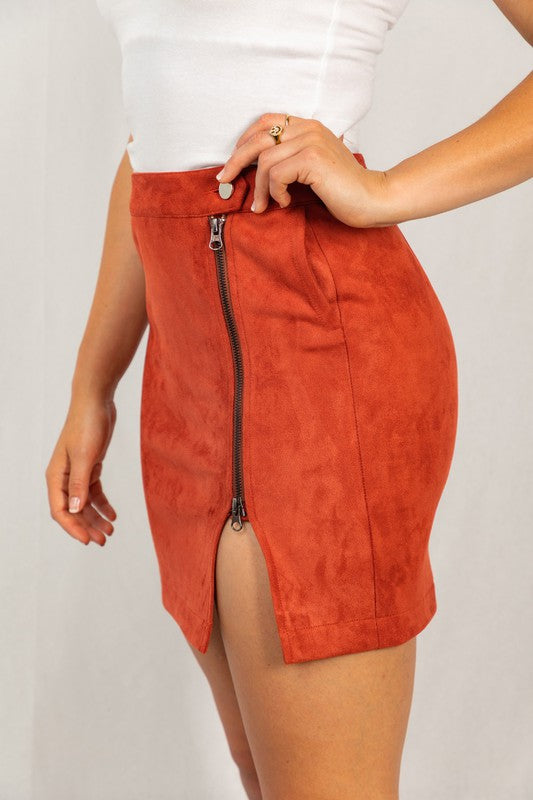 Bottoms GET IT TOGETHER - Faux Suede Zippered Skirt