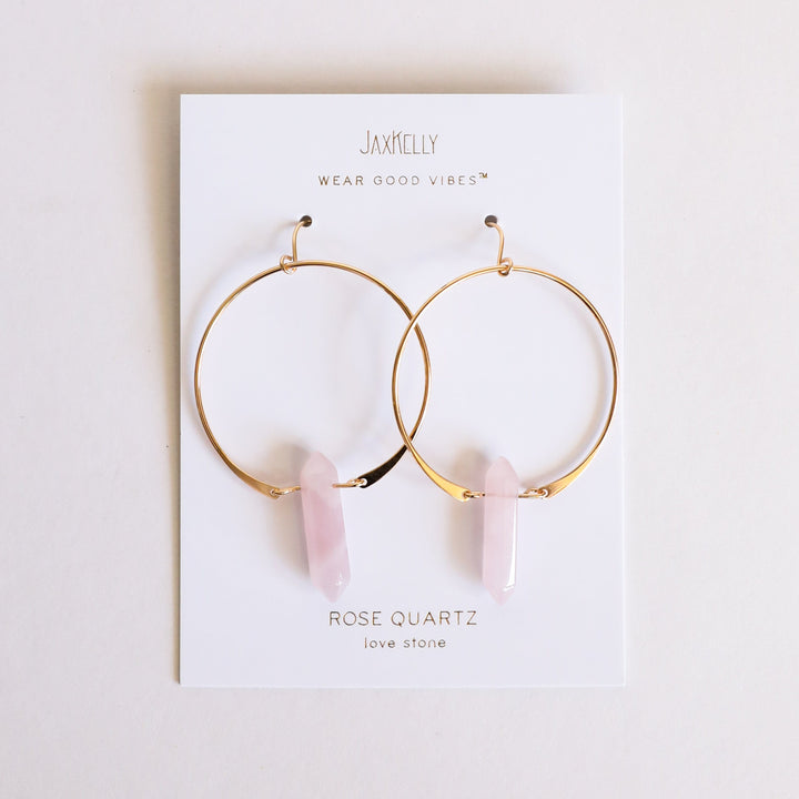 Earrings Rose Quartz Hoop
