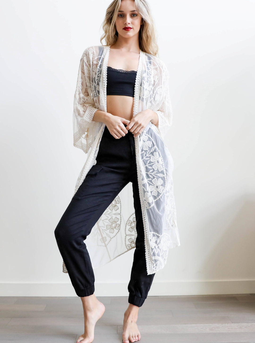 Top THIS IS IT - Lace Kimono (IVORY)